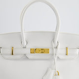 Hermès HSS Birkin Bag 30cm in White Epsom Leather and Gold Hardware