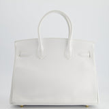 Hermès HSS Birkin Bag 30cm in White Epsom Leather and Gold Hardware