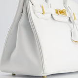 Hermès HSS Birkin Bag 30cm in White Epsom Leather and Gold Hardware