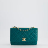 Chanel Blue Quilted Trendy Wallet on Chain Bag in Lambskin Leather with Champagne Gold Hardware