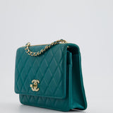 Chanel Blue Quilted Trendy Wallet on Chain Bag in Lambskin Leather with Champagne Gold Hardware