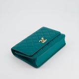 Chanel Blue Quilted Trendy Wallet on Chain Bag in Lambskin Leather with Champagne Gold Hardware