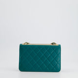 Chanel Blue Quilted Trendy Wallet on Chain Bag in Lambskin Leather with Champagne Gold Hardware