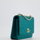 Chanel Blue Quilted Trendy Wallet on Chain Bag in Lambskin Leather with Champagne Gold Hardware