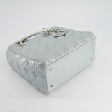 Christian Dior Baby Blue Metallic Medium Lady Dior Bag with Silver Hardware