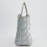 Christian Dior Baby Blue Metallic Medium Lady Dior Bag with Silver Hardware