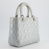 Christian Dior Baby Blue Metallic Medium Lady Dior Bag with Silver Hardware