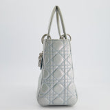 Christian Dior Baby Blue Metallic Medium Lady Dior Bag with Silver Hardware