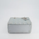 Christian Dior Baby Blue Metallic Medium Lady Dior Bag with Silver Hardware