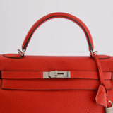 Hermès Kelly Retourne Bag 32cm in Geranium Togo Leather and Palladium Hardware