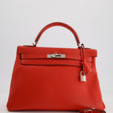 Hermès Kelly Retourne Bag 32cm in Geranium Togo Leather and Palladium Hardware