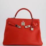 Hermès Kelly Retourne Bag 32cm in Geranium Togo Leather and Palladium Hardware