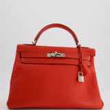 Hermès Kelly Retourne Bag 32cm in Geranium Togo Leather and Palladium Hardware