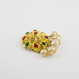 Chanel Vintage by Victoire De Castellane  Yellow Gold Camelia Brooch with Multi-Colour Stones and Pearls