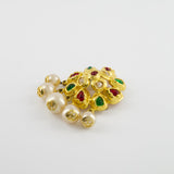 Chanel Vintage by Victoire De Castellane  Yellow Gold Camelia Brooch with Multi-Colour Stones and Pearls