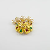 Chanel Vintage by Victoire De Castellane  Yellow Gold Camelia Brooch with Multi-Colour Stones and Pearls