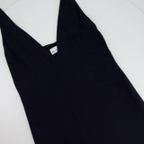 Raey Navy Silk Sleeveless Midi Dress with V Neck Detail Size UK 4