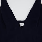 Raey Navy Silk Sleeveless Midi Dress with V Neck Detail Size UK 4