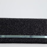 Jimmy Choo Black Glitter Embellished Emmie Tulle Clutch Bag with Silver Hardware RRP £650