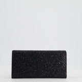 Jimmy Choo Black Glitter Embellished Emmie Tulle Clutch Bag with Silver Hardware RRP £650