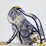 Christian Dior Blue and White 'Around the World' Embroidery Saddle Bag with Antique Gold Hardware RRP £3115