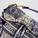 Christian Dior Blue and White 'Around the World' Embroidery Saddle Bag with Antique Gold Hardware RRP £3115