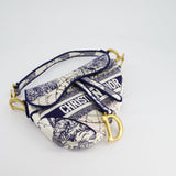 Christian Dior Blue and White 'Around the World' Embroidery Saddle Bag with Antique Gold Hardware RRP £3115