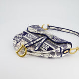 Christian Dior Blue and White 'Around the World' Embroidery Saddle Bag with Antique Gold Hardware RRP £3115