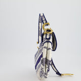 Christian Dior Blue and White 'Around the World' Embroidery Saddle Bag with Antique Gold Hardware RRP £3115