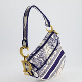 Christian Dior Blue and White 'Around the World' Embroidery Saddle Bag with Antique Gold Hardware RRP £3115