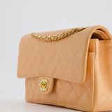 Chanel Vintage Peach Classic Medium Double Flap Bag in Caviar Leather with 24K Gold Hardware