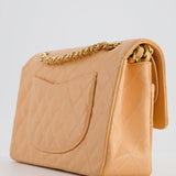 Chanel Vintage Peach Classic Medium Double Flap Bag in Caviar Leather with 24K Gold Hardware