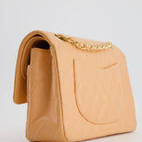 Chanel Vintage Peach Classic Medium Double Flap Bag in Caviar Leather with 24K Gold Hardware