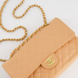 Chanel Vintage Peach Classic Medium Double Flap Bag in Caviar Leather with 24K Gold Hardware