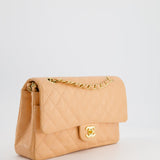 Chanel Vintage Peach Classic Medium Double Flap Bag in Caviar Leather with 24K Gold Hardware