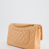 Chanel Vintage Peach Classic Medium Double Flap Bag in Caviar Leather with 24K Gold Hardware