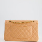 Chanel Vintage Peach Classic Medium Double Flap Bag in Caviar Leather with 24K Gold Hardware