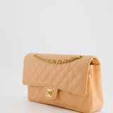 Chanel Vintage Peach Classic Medium Double Flap Bag in Caviar Leather with 24K Gold Hardware