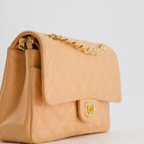 Chanel Vintage Peach Classic Medium Double Flap Bag in Caviar Leather with 24K Gold Hardware