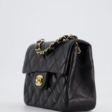 Chanel Vintage Black Mini Square Bag in Lambskin Leather with 24k Gold Hardware