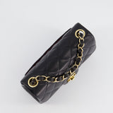 Chanel Vintage Black Mini Square Bag in Lambskin Leather with 24k Gold Hardware