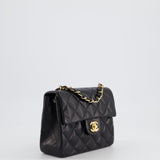 Chanel Vintage Black Mini Square Bag in Lambskin Leather with 24k Gold Hardware