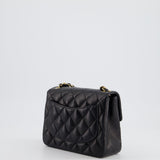 Chanel Vintage Black Mini Square Bag in Lambskin Leather with 24k Gold Hardware