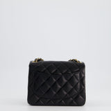 Chanel Vintage Black Mini Square Bag in Lambskin Leather with 24k Gold Hardware