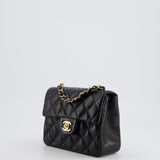 Chanel Vintage Black Mini Square Bag in Lambskin Leather with 24k Gold Hardware