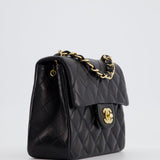 Chanel Vintage Black Mini Square Bag in Lambskin Leather with 24k Gold Hardware