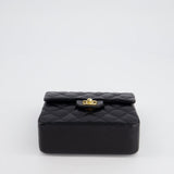 Chanel Vintage Black Mini Square Bag in Lambskin Leather with 24k Gold Hardware