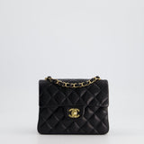 Chanel Vintage Black Mini Square Bag in Lambskin Leather with 24k Gold Hardware