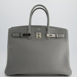 Hermès Bicolour Birkin 35cm Bag in Gris Mouette & Bleu Agathe Togo Leather with Palladium Hardware