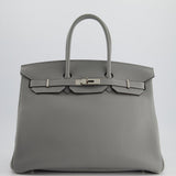 Hermès Bicolour Birkin 35cm Bag in Gris Mouette & Bleu Agathe Togo Leather with Palladium Hardware